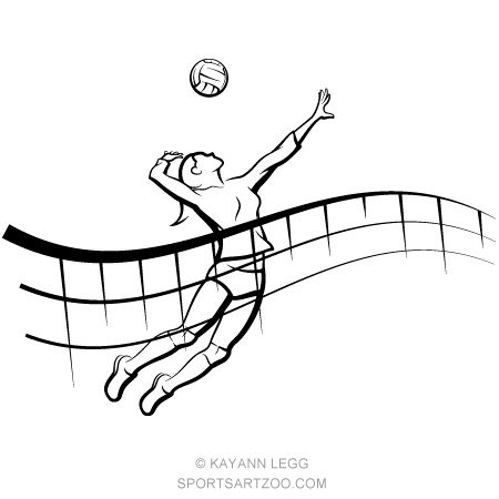 450x450 Female Volleyball Spike With Flowing Net Sportsartzoo