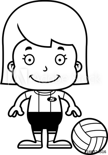 349x500 Cartoon Smiling Volleyball Player Girl