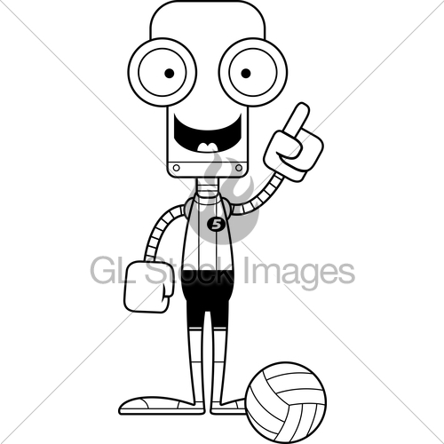 500x500 Cartoon Volleyball Player Robot Idea Gl Stock Images