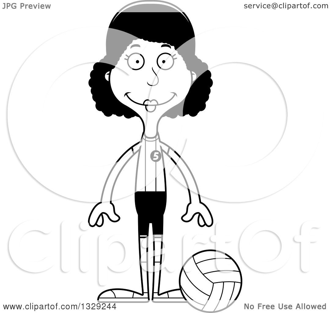 1080x1024 Lineart Clipart Of A Cartoon Black And White Happy Tall Skinny