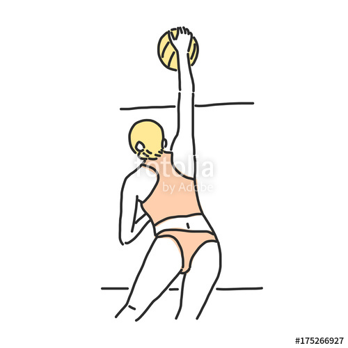 500x500 Beach Volleyball Line Drawing Illustration In Various Poses