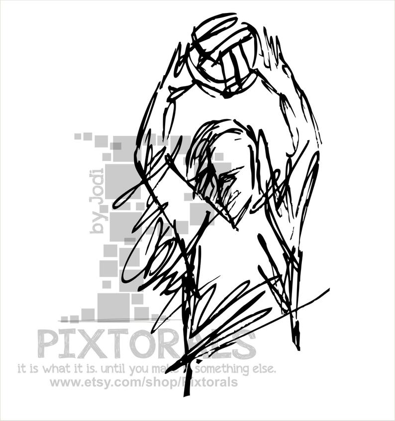 794x846 Volleyball Player Png Sketchy Screen Etsy
