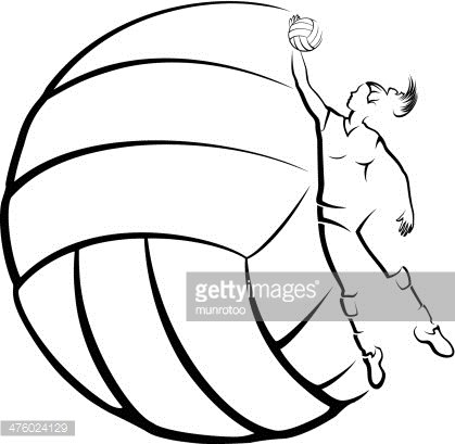 419x409 Volleyball Player With Stylized Ball Premium Clipart