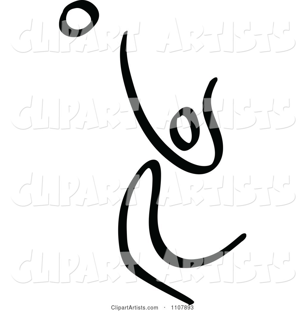 1024x1044 Black And White Stick Drawing Of A Volleyball Player Clipart