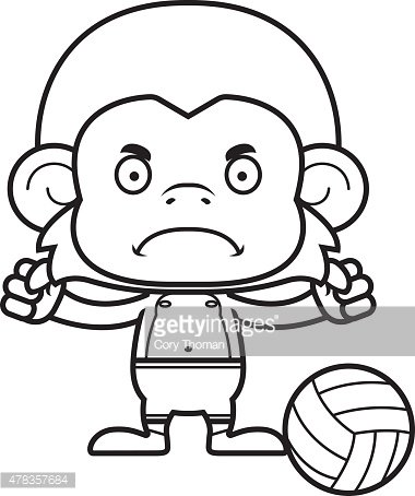 380x454 Cartoon Angry Beach Volleyball Player Monkey Stock Vectors