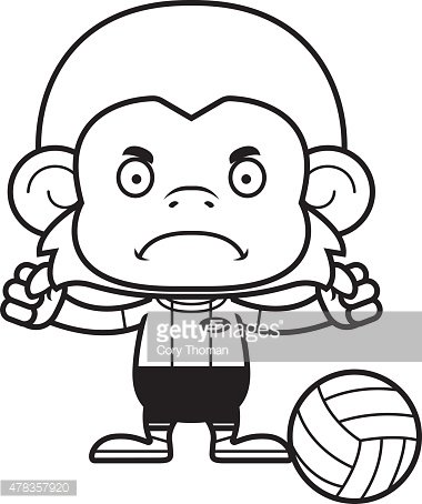 380x454 Cartoon Angry Volleyball Player Monkey Stock Vectors