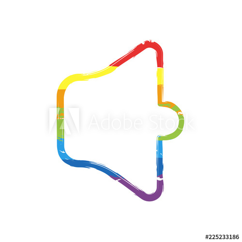 500x500 simple volume mute linear, thin outline drawing sign with lgbt