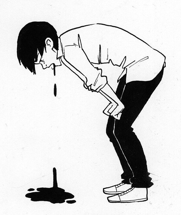 600x711 guro art boy vomit gore in art, vent art, sad art