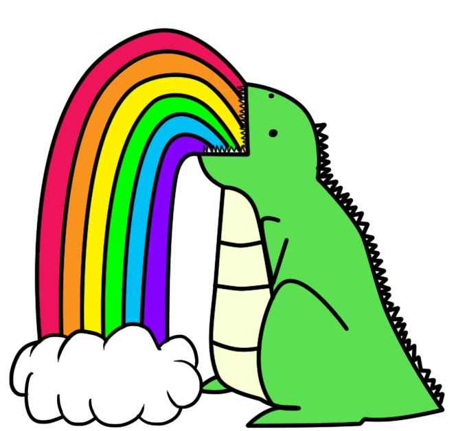 664x628 drawings of rainbows dinosaur puking rainbows