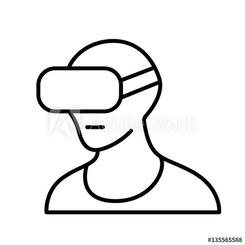 500x500 Virtual Reality Headset, Vr Glasses Line Icon Isolated On White