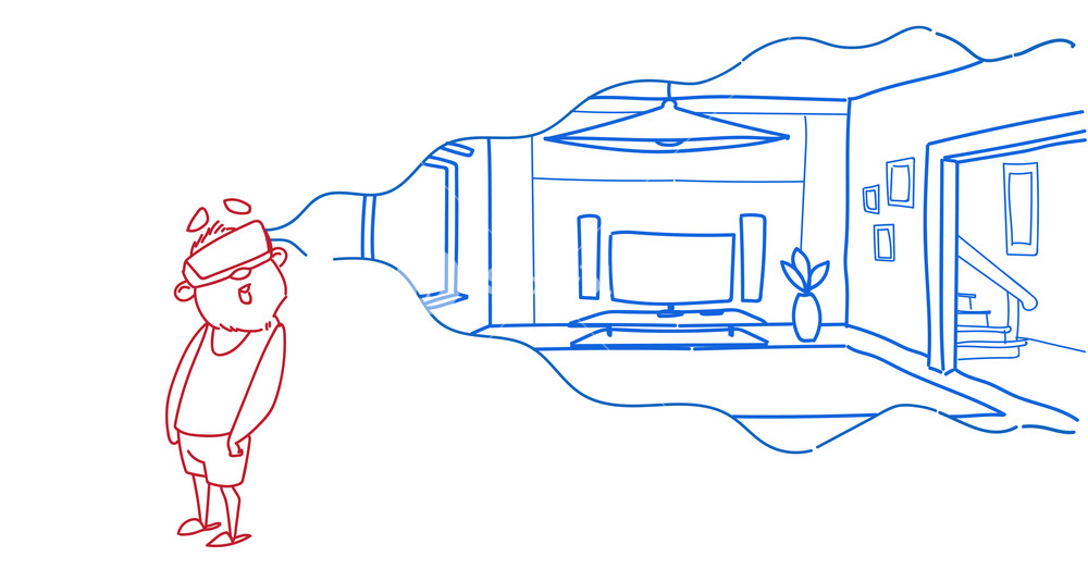 1000x523 Senior Man Wear Digital Glasses Virtual Reality Modern Living Room