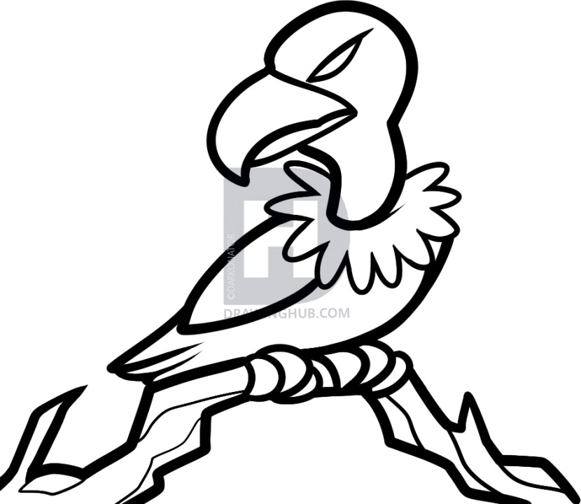 830x720 How To Draw A Vulture For Kids, Step