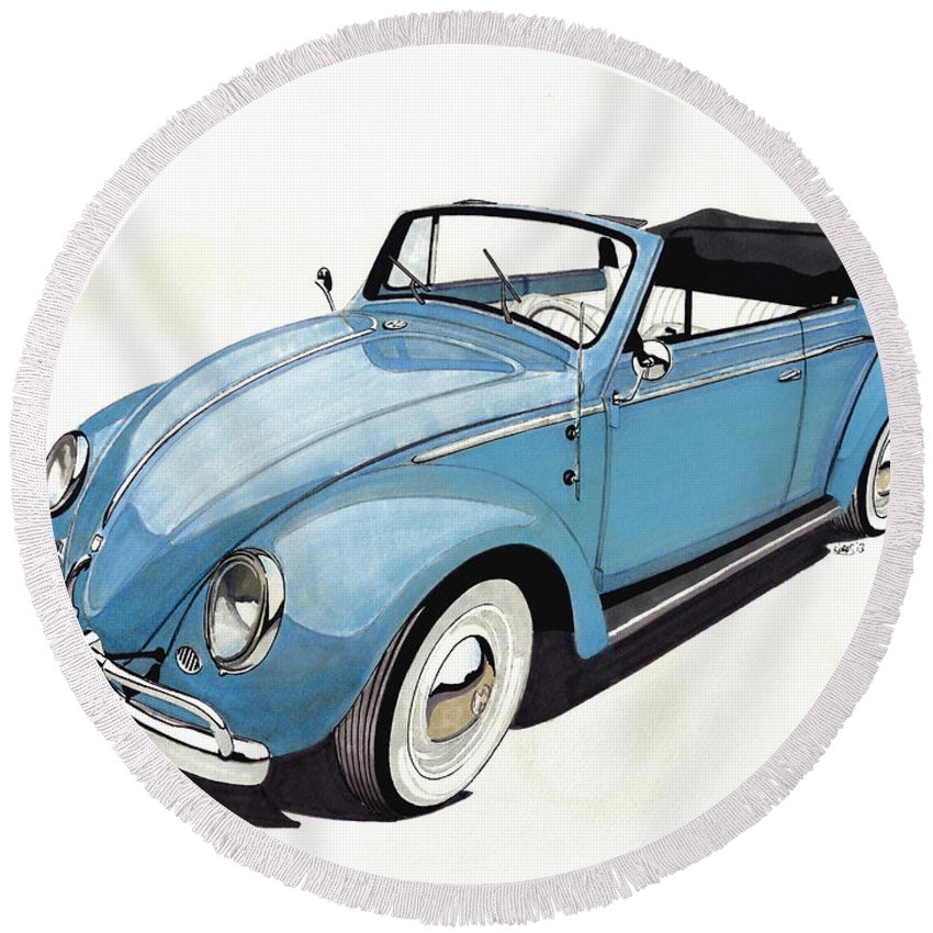 850x850 Volkswagen Beetle Round Beach Towel For Sale