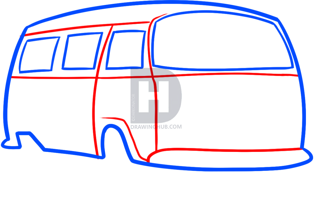1080x701 How To Draw A Hippie Van, Step