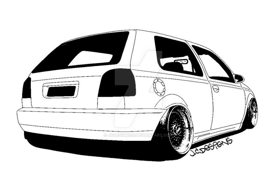 900x580 Vw Golf Drawing