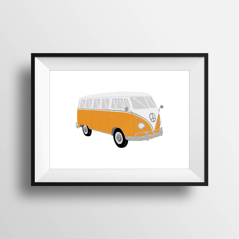 794x794 Volkswagen Bus Wall Art Vw Bus Drawing Digital Download Etsy