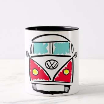 340x340 Volkswagen Van Combi Vintage Drawing Art Print Coffee Cup Mug