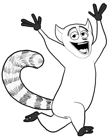 450x576 How To Draw King Julian From Penguins Of Madagascar With Easy
