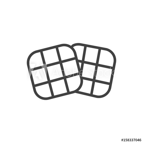 500x500 isolted wafer outline symbol on clean background vector waffle