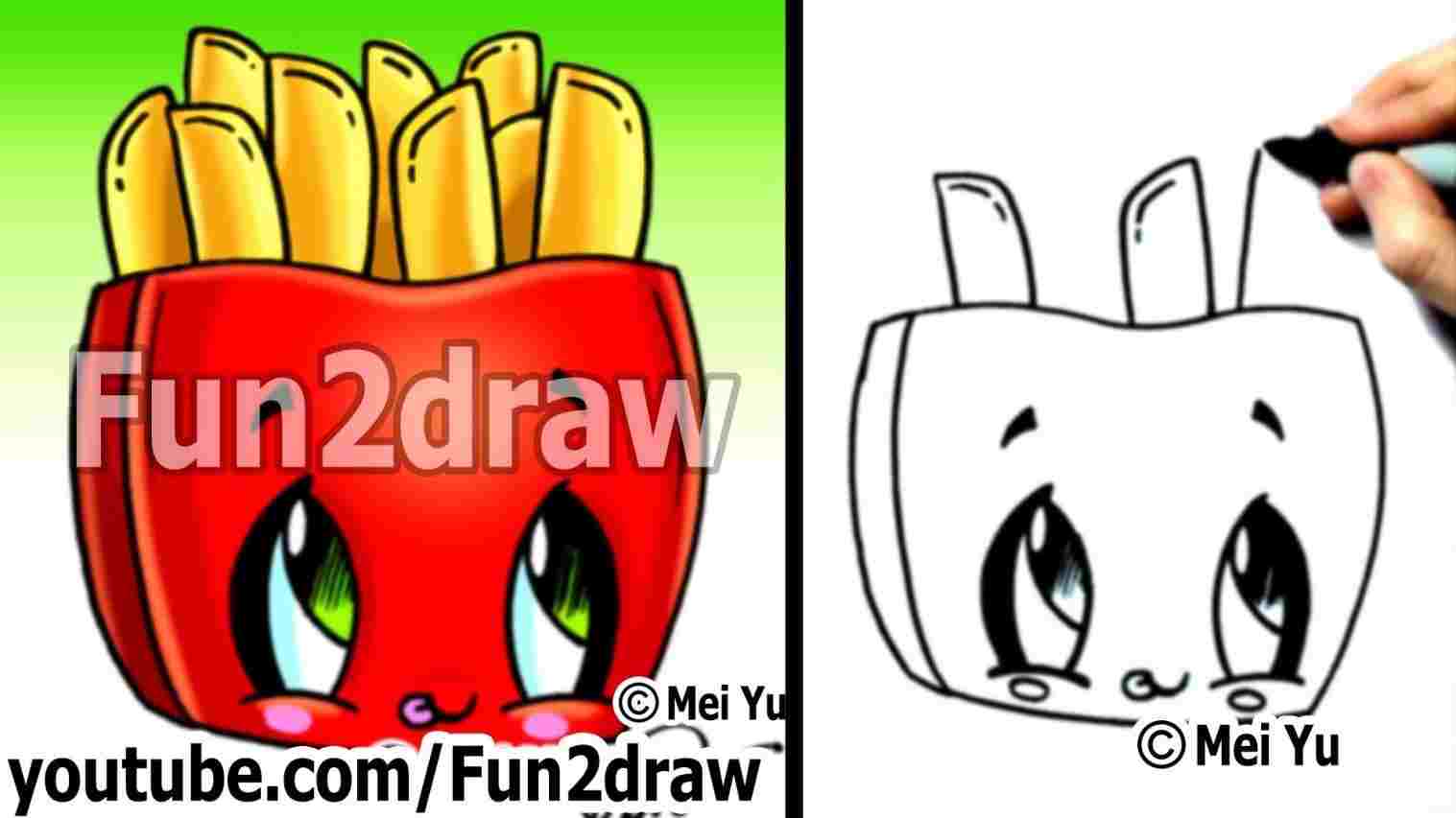 1517x853 Fries Drawing Rhcom Cute Food Waffle Cartoons