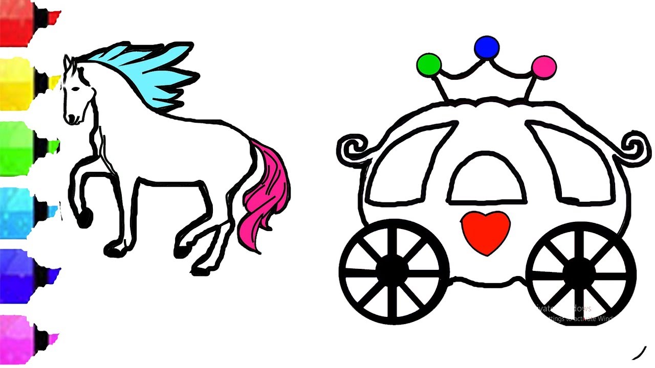 1280x720 learn horse wagon drawing playset fun toys coloring in pages