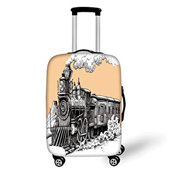 355x355 Travel Luggage Cover Suitcase Protector, Steam Engine