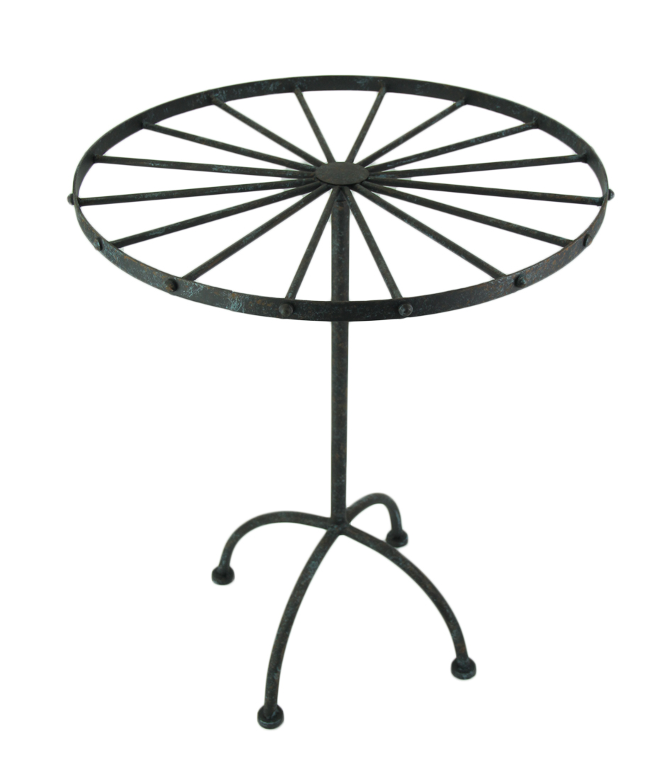 938x1100 Zeckos Vintage Finish Metal Wagon Wheel Plant Stand
