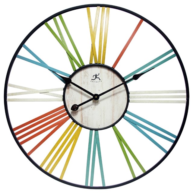640x640 Inch Multi Color Wall Clock Wagon Wheel