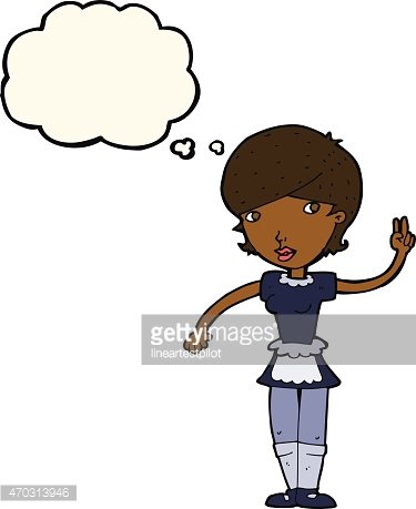 375x459 Cartoon Waitress Taking Order With Thought Bubble Stock Vectors