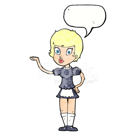 440x440 Cartoon Waitress With Speech Bubble Stock Vector