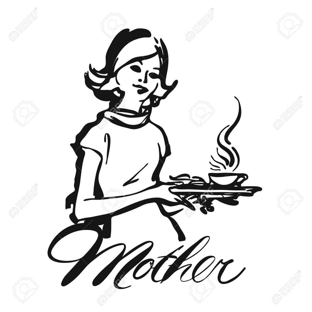 1300x1300 Mother Waitress Serving Coffee Clipart Portal