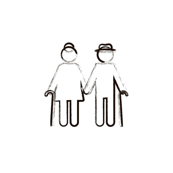 600x600 Grandparents Icon Vector Retro Illustration Of A Hand Drawing Art