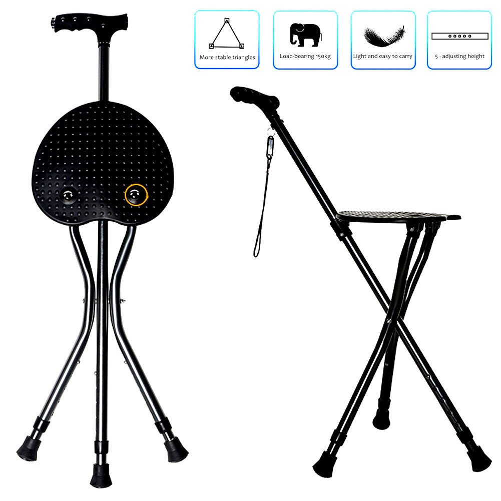 1001x1001 Nurth Walking Cane Folding Seat Stool Foldable Chair