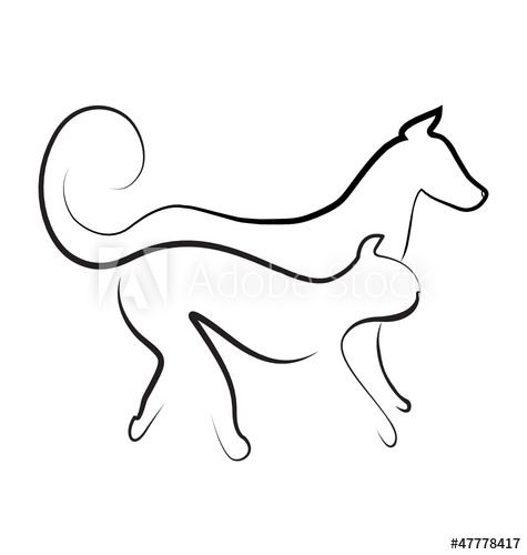 475x500 Cat And Dog Walking Together Logo Vector