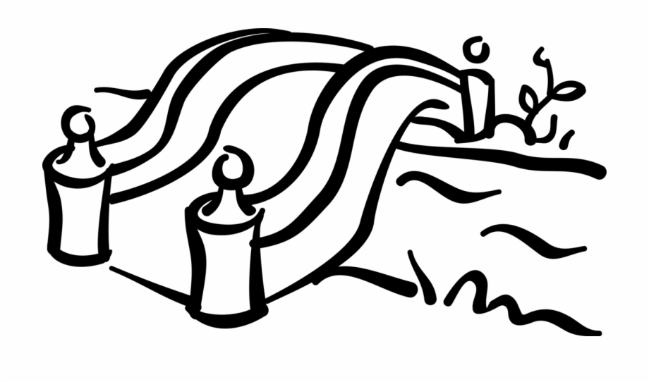 920x542 Vector Illustration Of Walking Bridge Over Water Stream