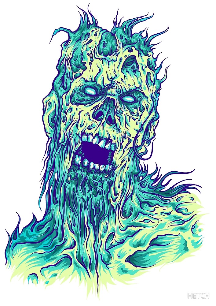 707x1000 Yellow And Turquoise Walking Dead Zombie