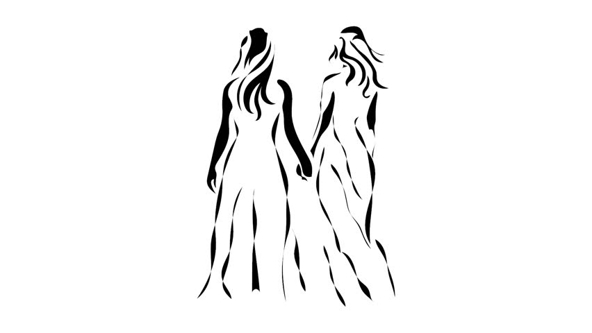 852x480 Couple Walking Sketch Stock Video Footage