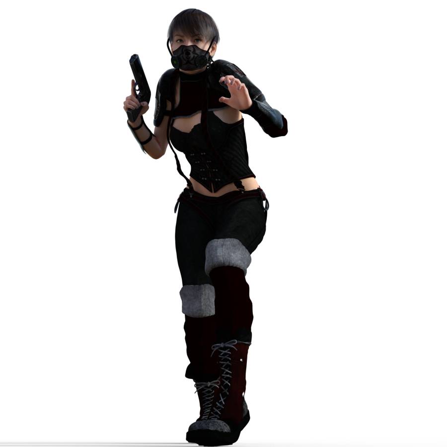 900x900 figure drawing pose offemale, action, combat, walking and gun