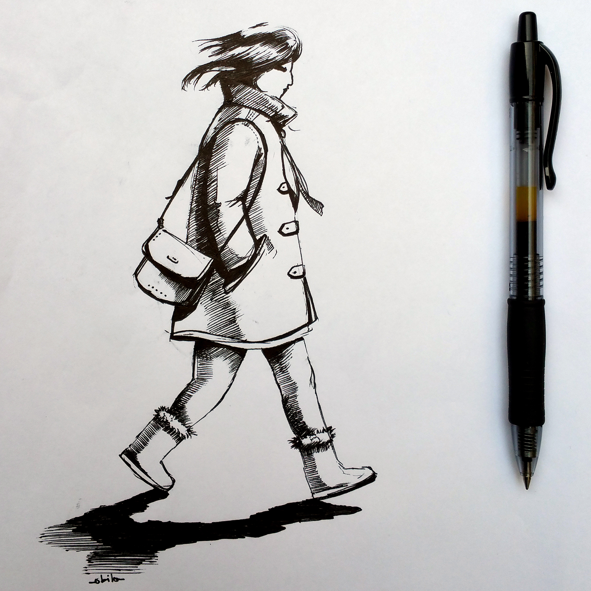 2000x2000 Sketch Walking Girl Obilo