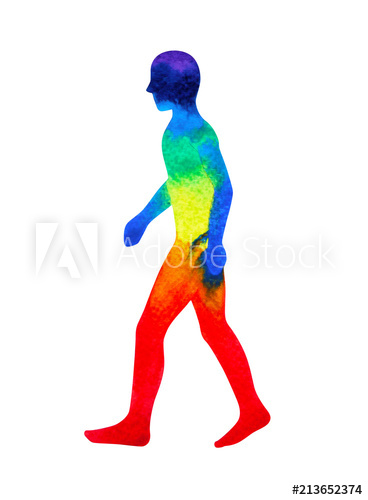368x500 Human Walking Pose, Abstract Body Watercolor Painting Hand Drawing