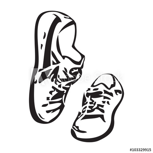 500x500 Sneakers Shoes Vector Sketch Drawing Illustration Vector