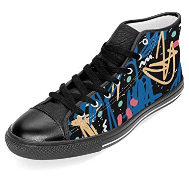 385x385 High Top Canvas Sneaker Funny Drawing Unisex Walking