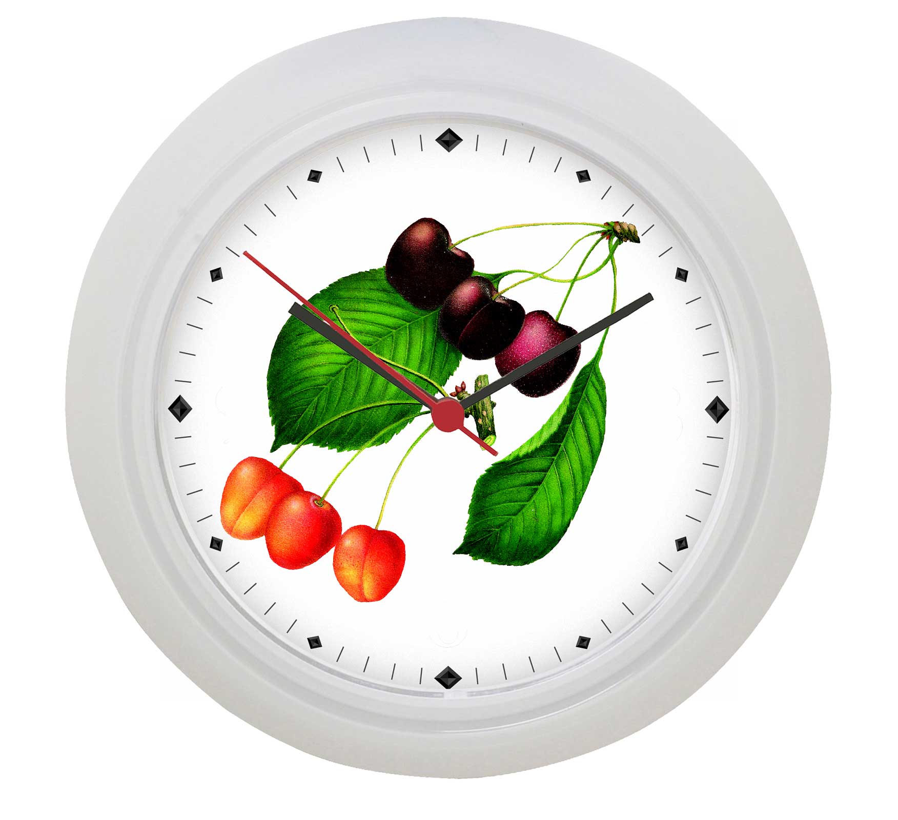 1752x1600 Cherry Century Botanical Drawing White Kitchen Wall Clock