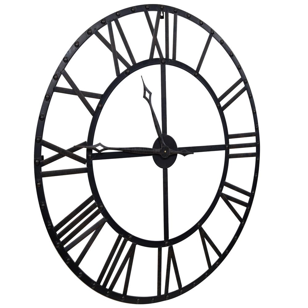 1000x1000 pinnacle oversized black and bronze metal wall clock