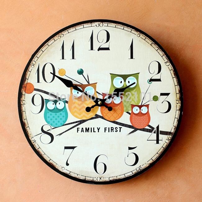 650x650 Retro Digital Clock Drawing Wood Wall Clock Children Room Clocks
