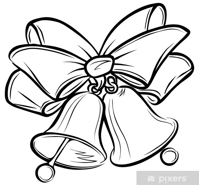 700x652 Christmas Bells And Ribbon Freehand Drawing Wall Mural Pixers