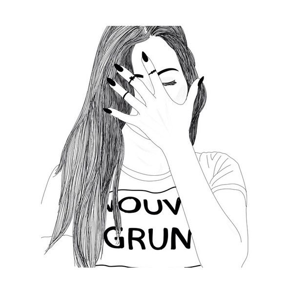 600x600 Art Girl Drawing We Heart It Liked On Polyvore Featuring Home