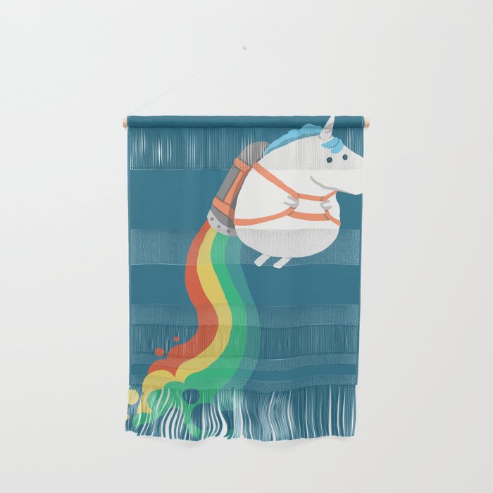 700x700 Fat Unicorn On Rainbow Jetpack Wall Hanging
