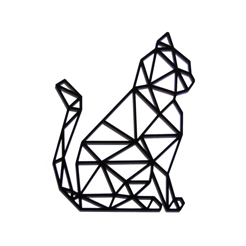 794x794 Geometric Cat Wall Art Kitty Animal Wooden Wall Hanging Etsy