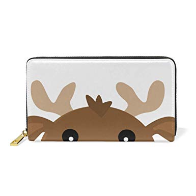 385x385 Cartoon Reindeer Drawing Genuine Leather Wallet Case Credit Card